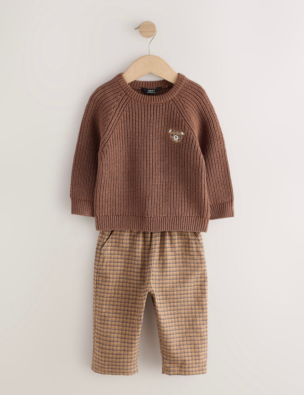 Brown Knitted Jumper and Wide Leg Trousers Set