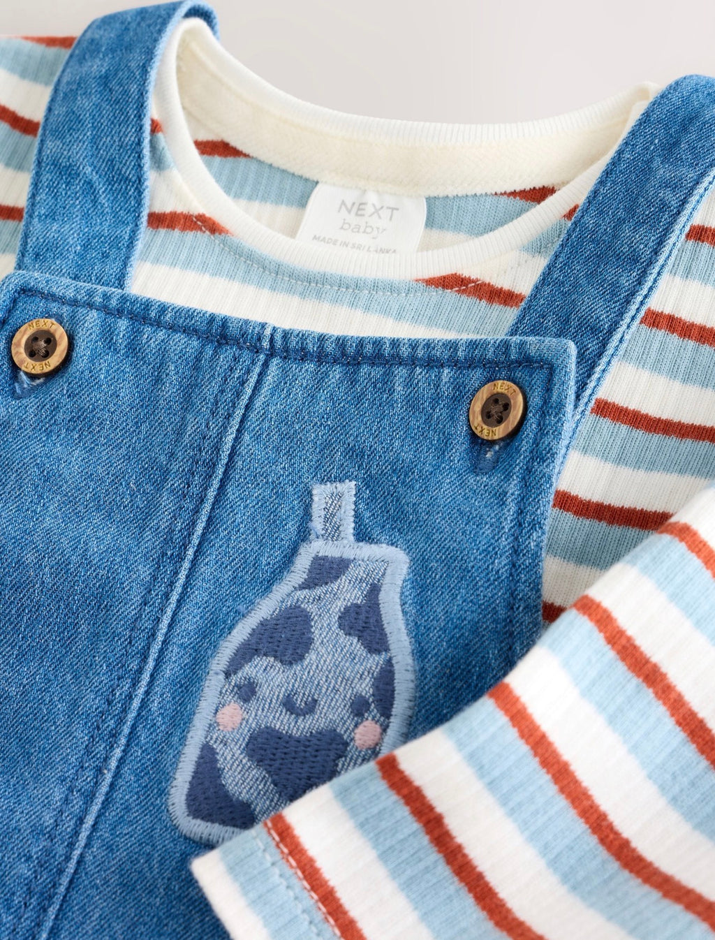 Blue Milk Club Denim Dungaree and Textured Bodysuit Baby Set