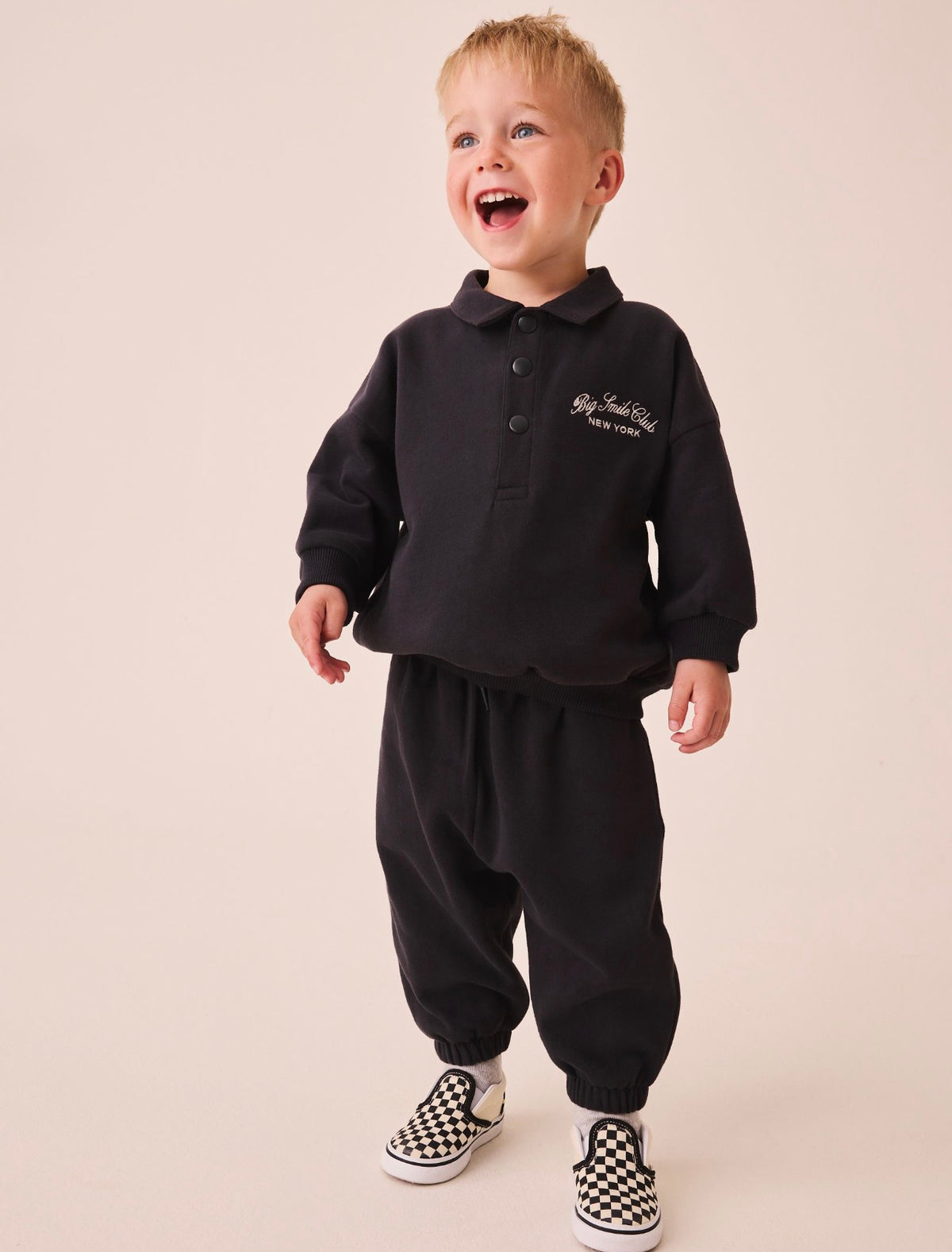 Charcoal Grey Popper Neck Sweat Top and Joggers Set