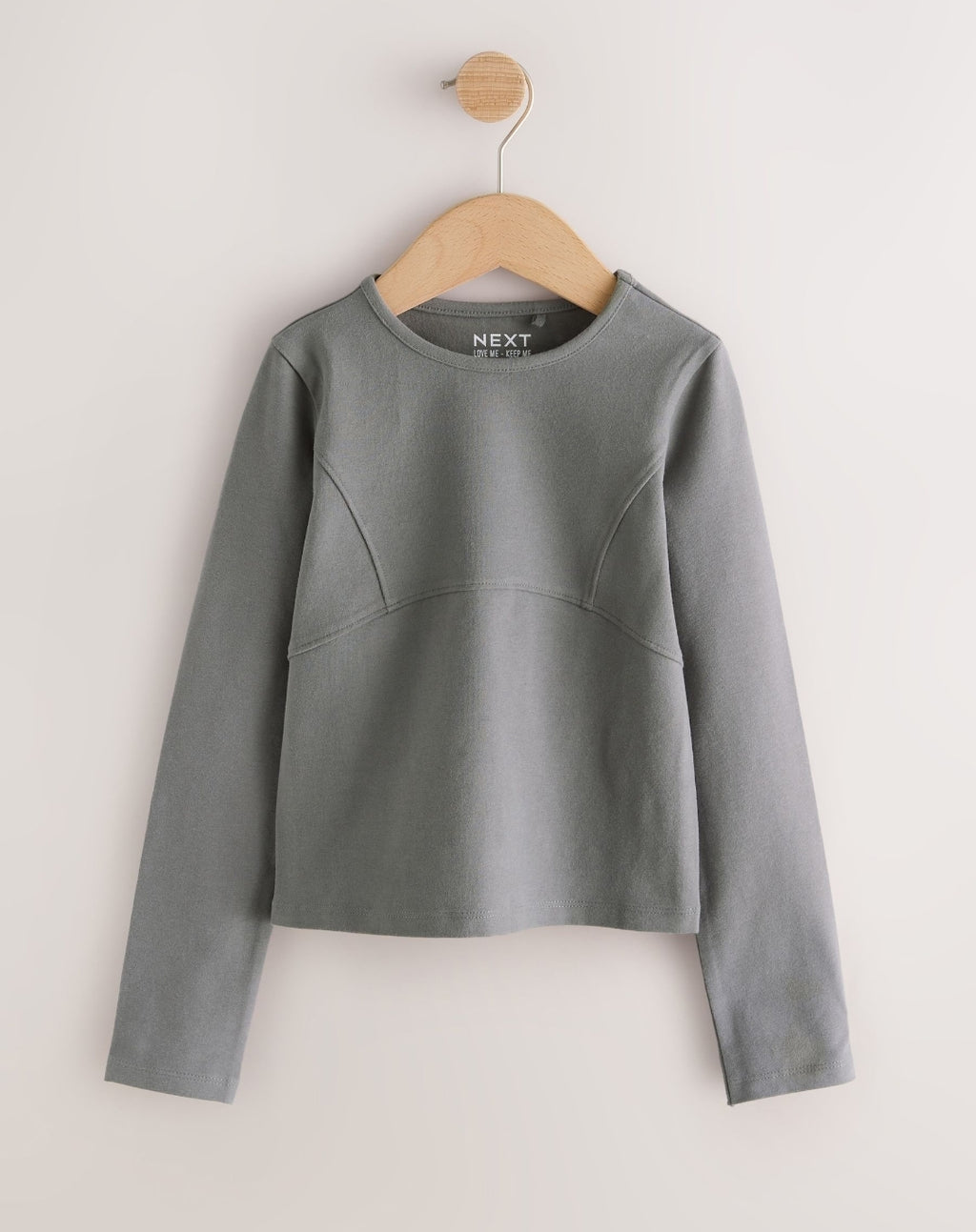 Grey/Cream Long Sleeve Seam Detail Tops 2 Pack