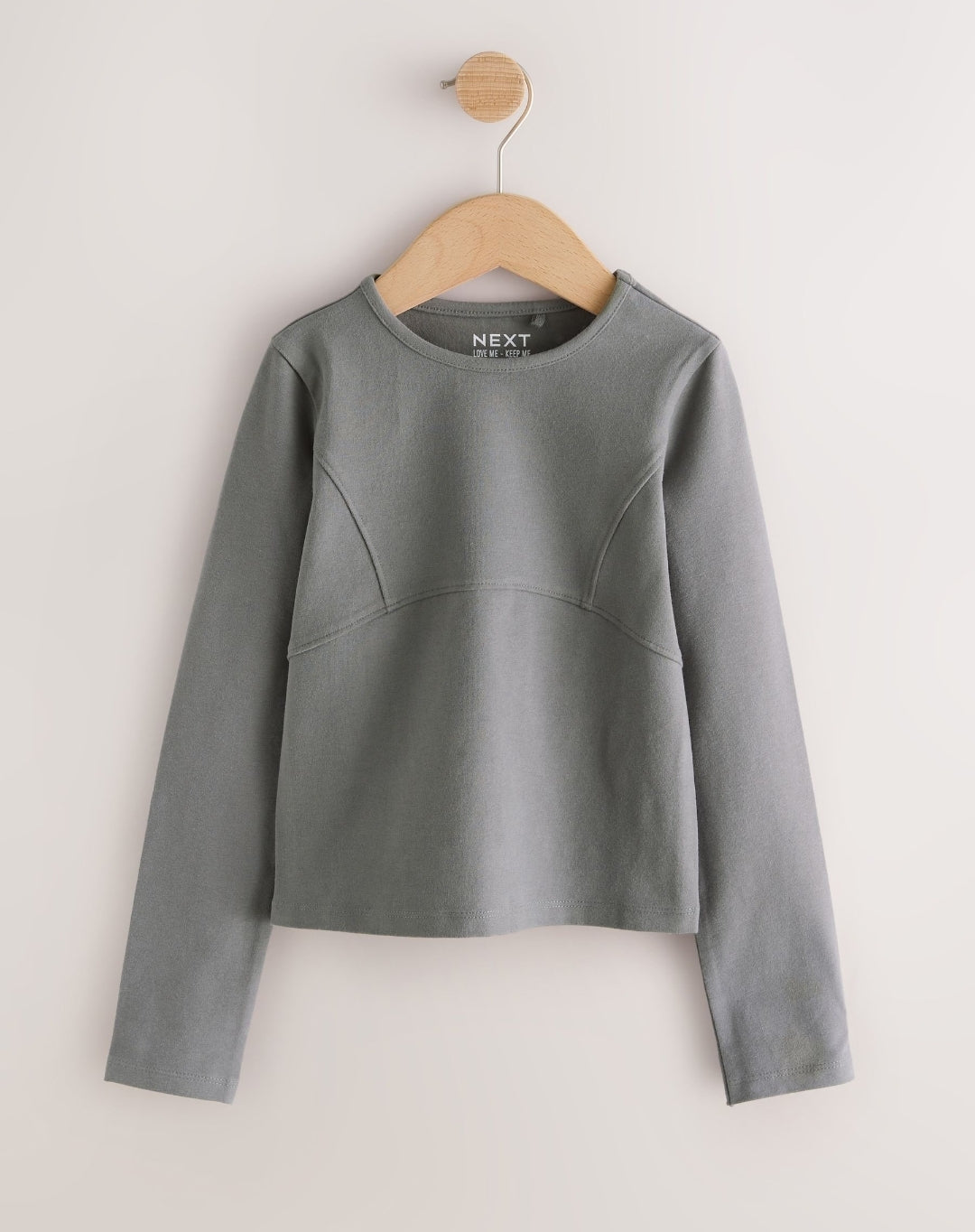 Grey/Cream Long Sleeve Seam Detail Tops 2 Pack