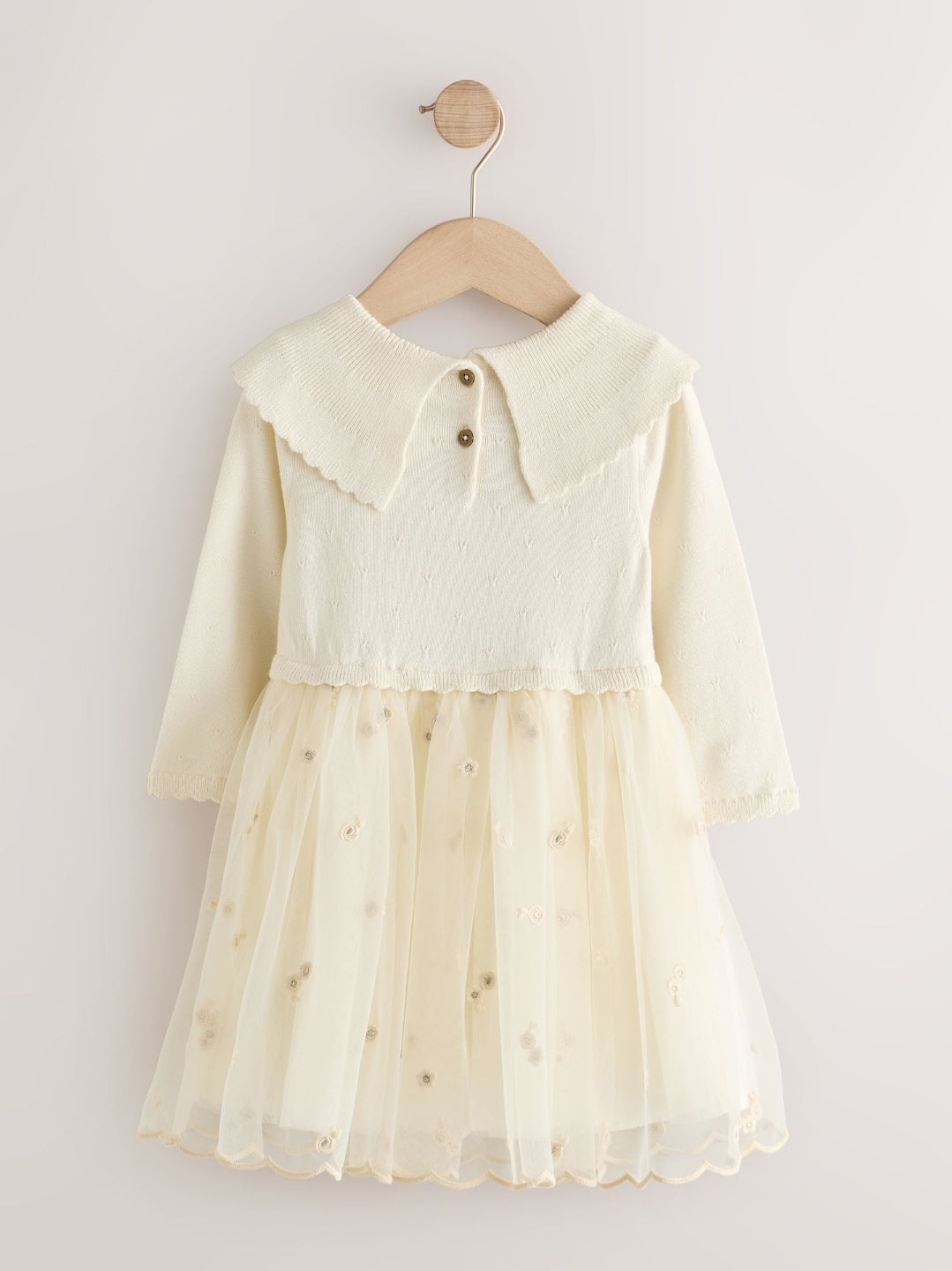 Ecru Occasion Bow Collar Dress