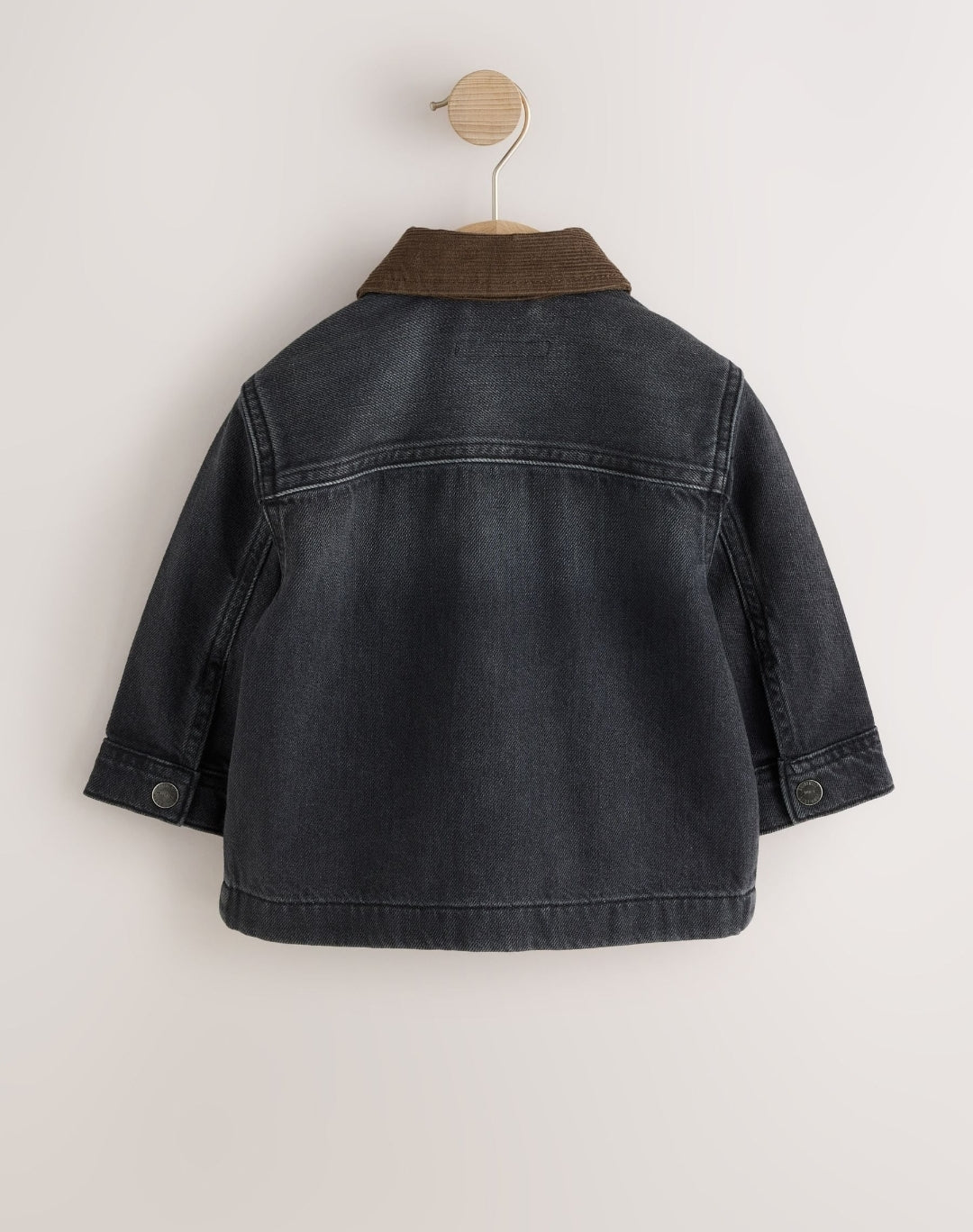 Black Denim Long Sleeve Cord Collar Shirt