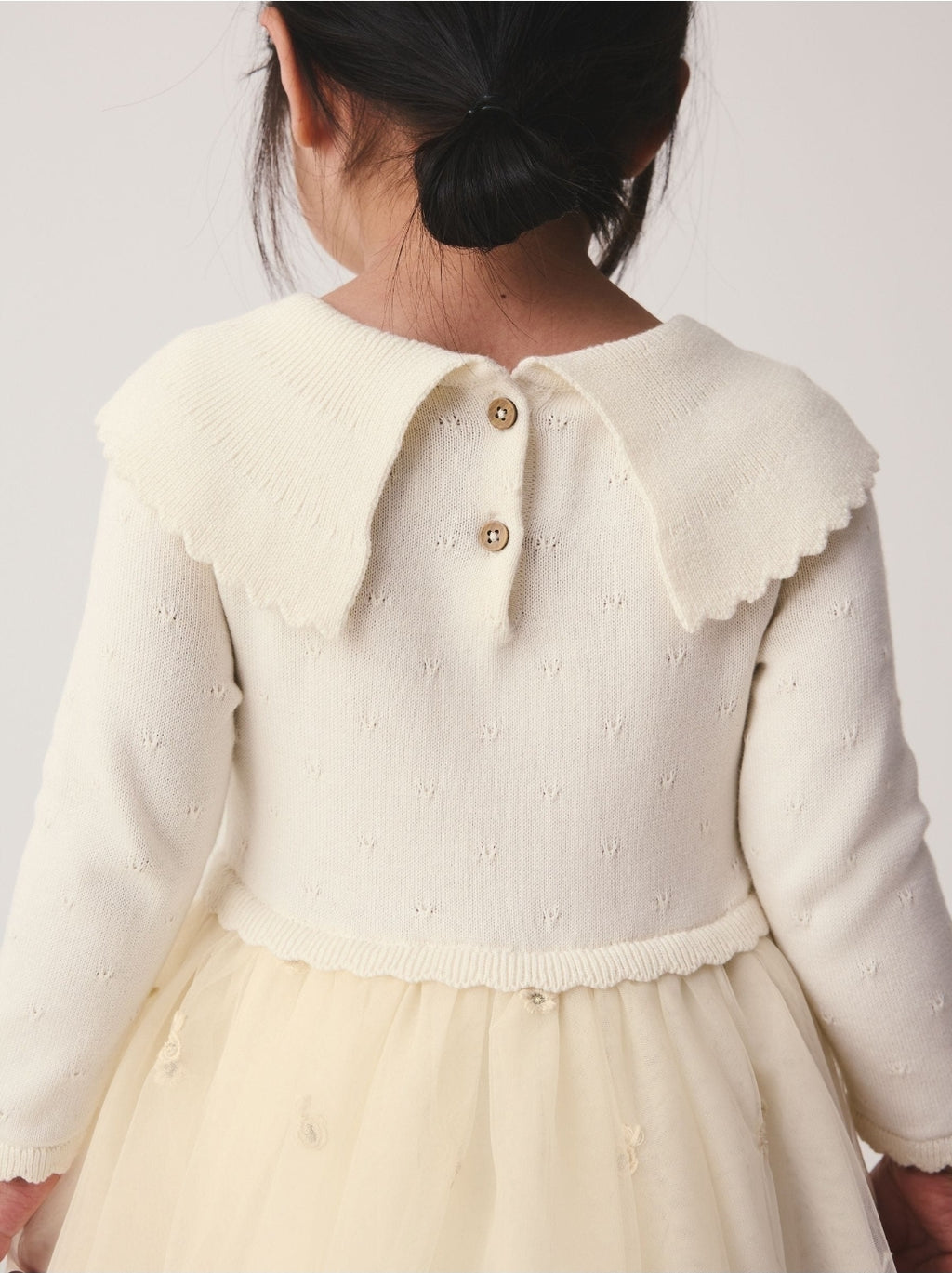 Ecru Occasion Bow Collar Dress