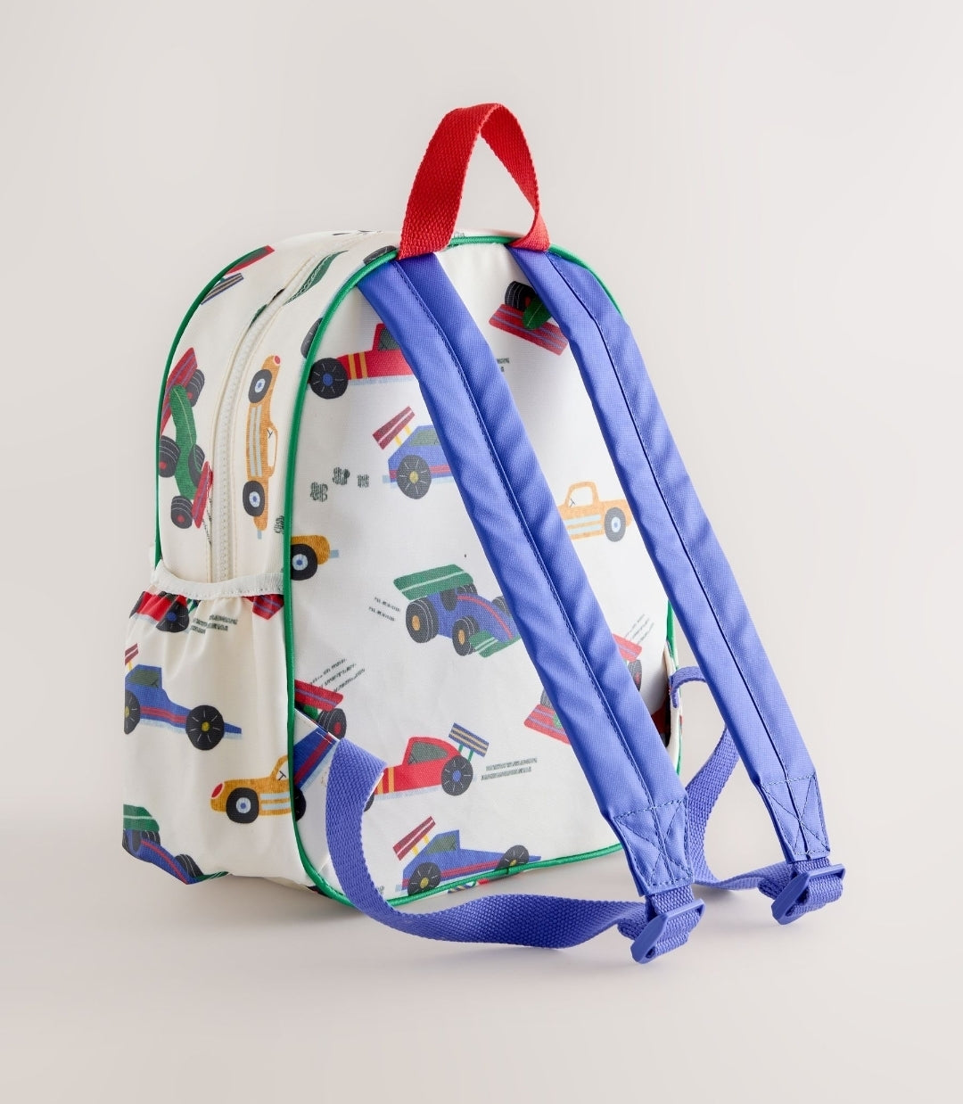 Ecru White All-Over-Print Cars Backpack 14 inches