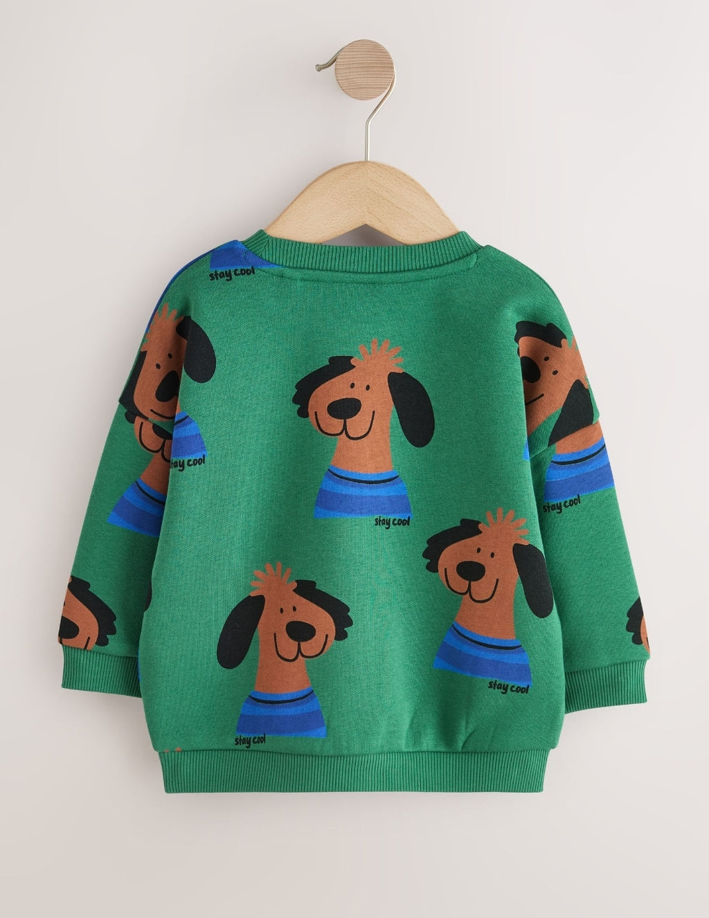 Green All Over Printed Crew Neck Sweat Top