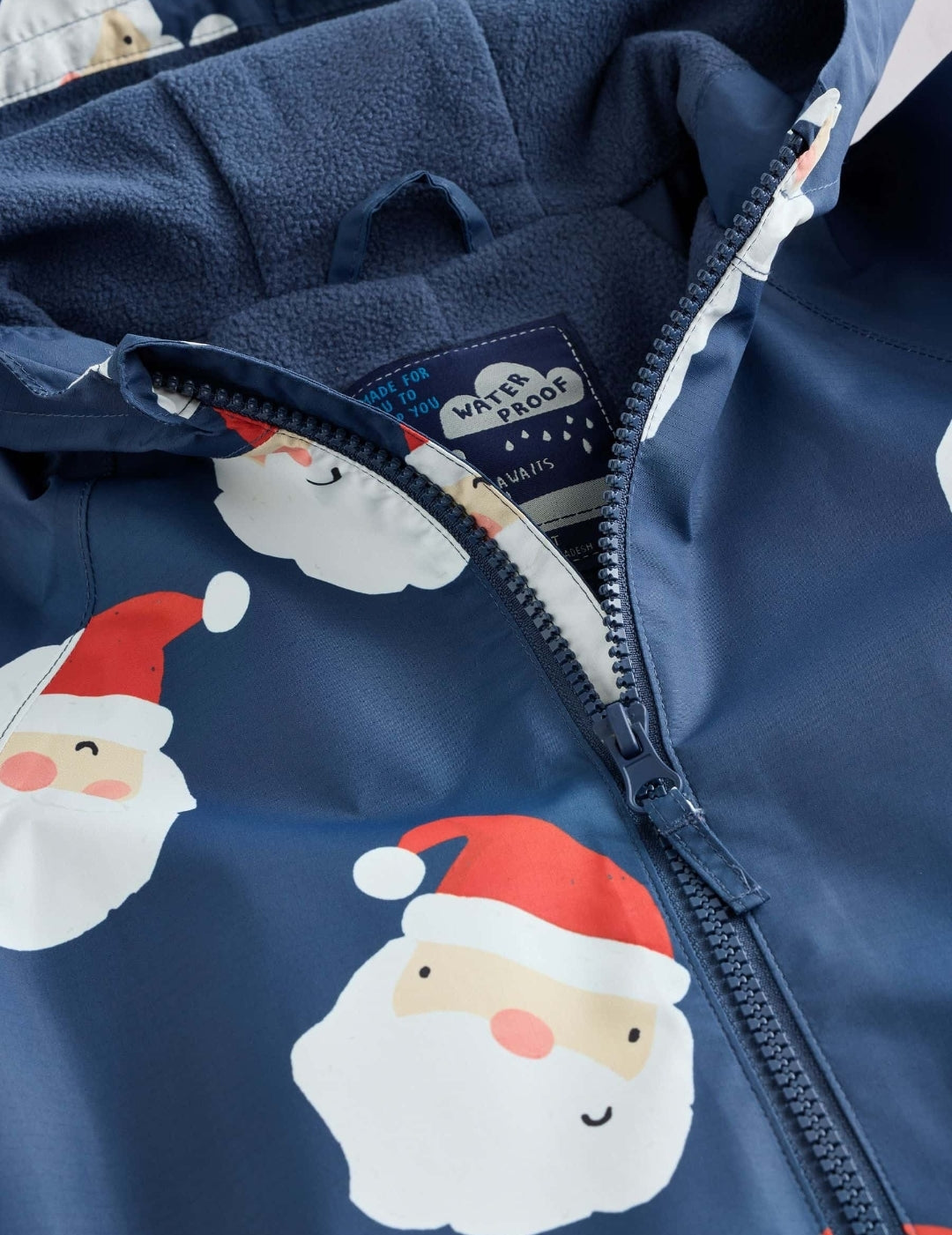 Navy Santa Waterproof Fleece Lined Puddlesuit