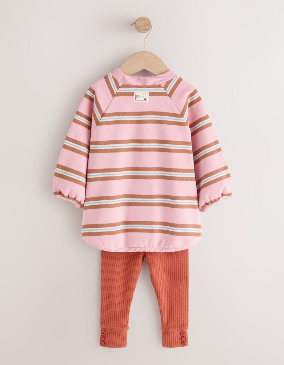 Pink/Cream Stripe Sweatshirt and Leggings Set