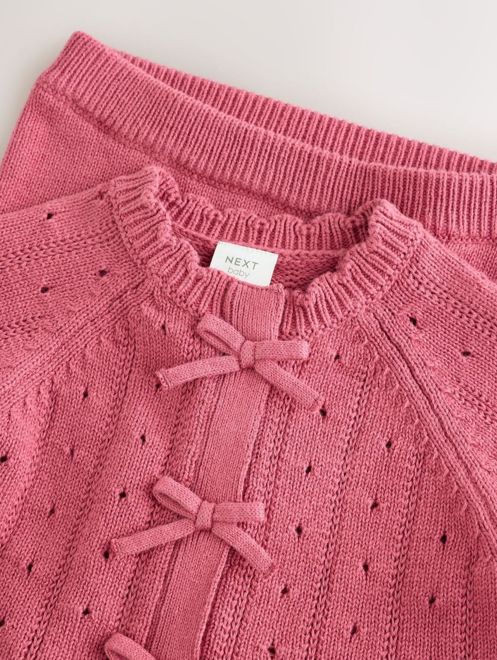 Pink Frill Knitted Bow Baby
Cardigan & Leggings Set 2 Piece