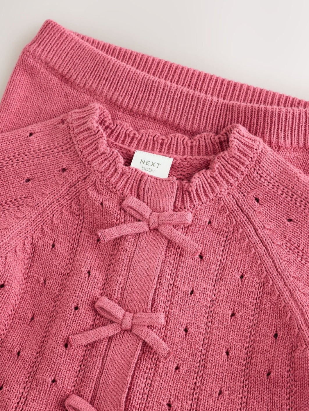 Pink Frill Knitted Bow Baby
Cardigan & Leggings Set 2 Piece