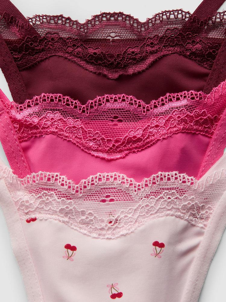 Primark 3pk Micro Fibre Lace Trim Thongs