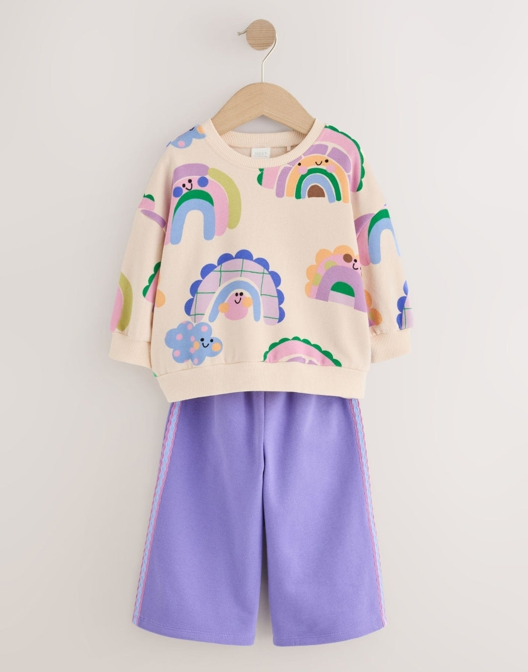 Light Purple Rainbow Sweatshirt and Wide Leg Joggers Set