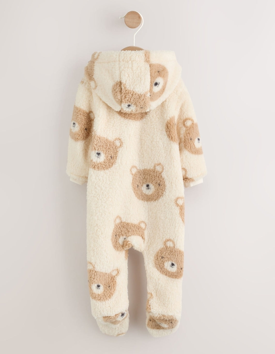 Neutral Bear Fleece Baby Pramsuit