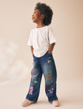 Fun Embroidered Wide Leg Jeans