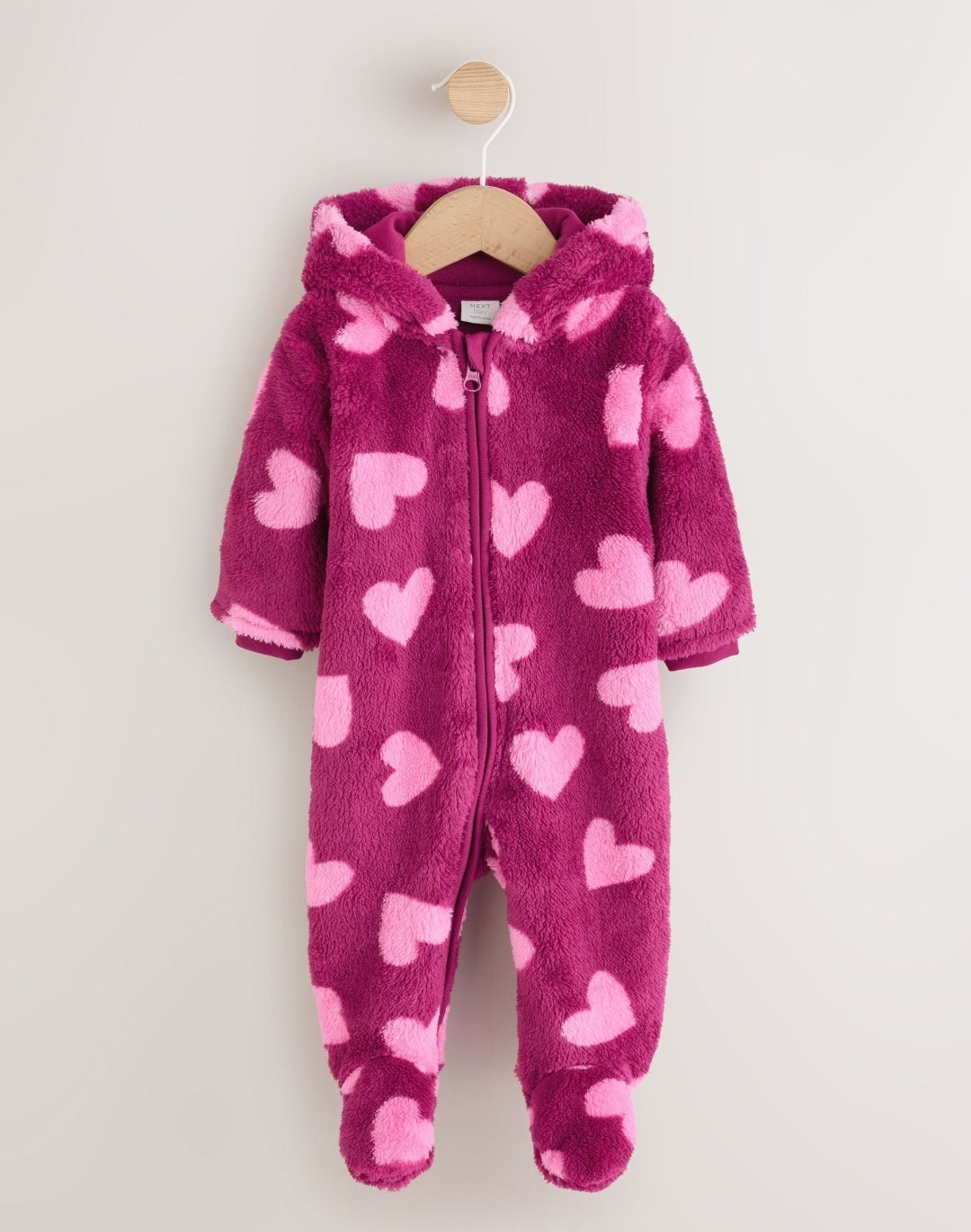 Pink Heart Printed Hooded Fleece
Baby Pramsuit