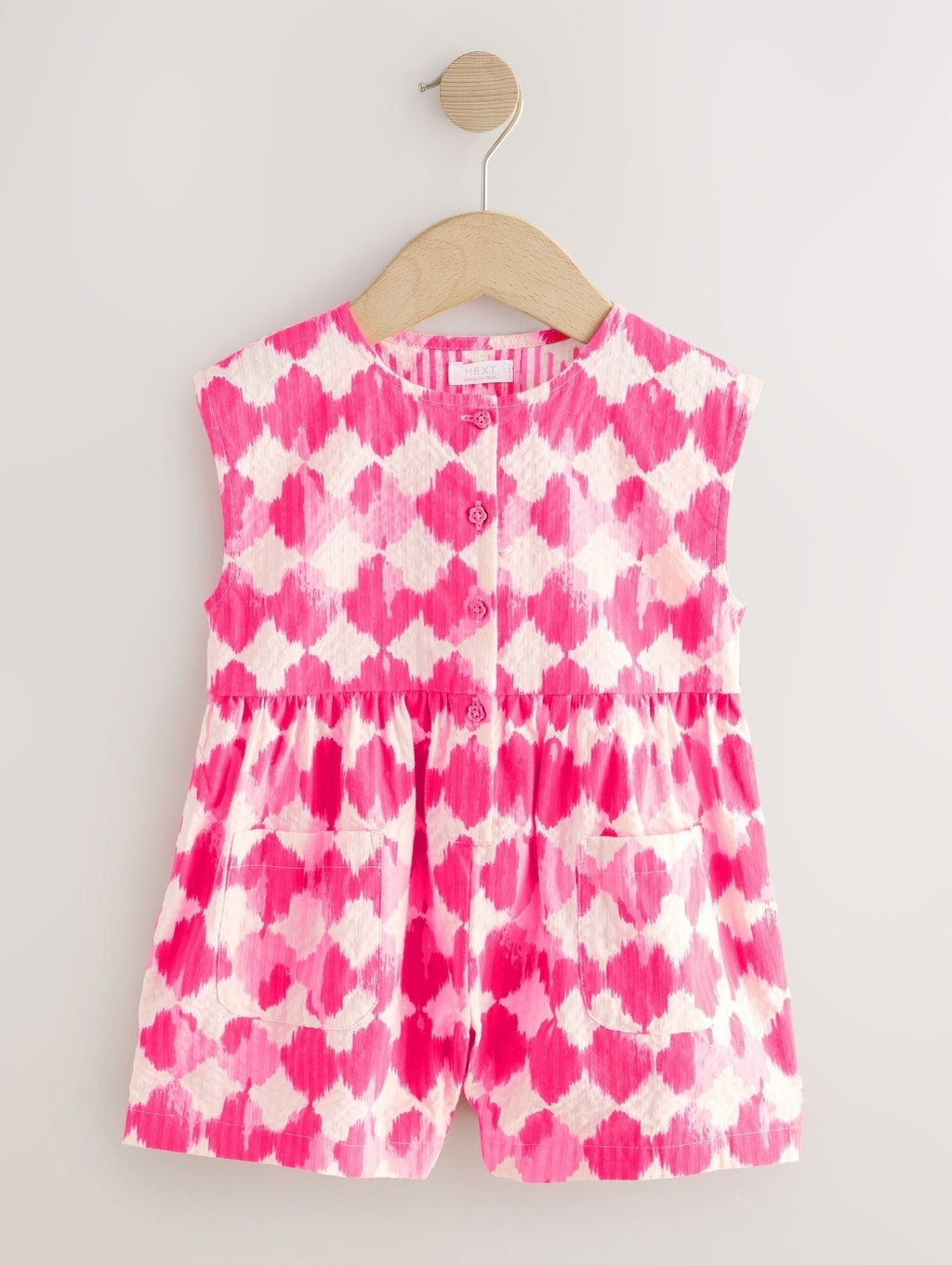 Neon Pink Soft Checkerboard Print
Sleeveless Playsuit