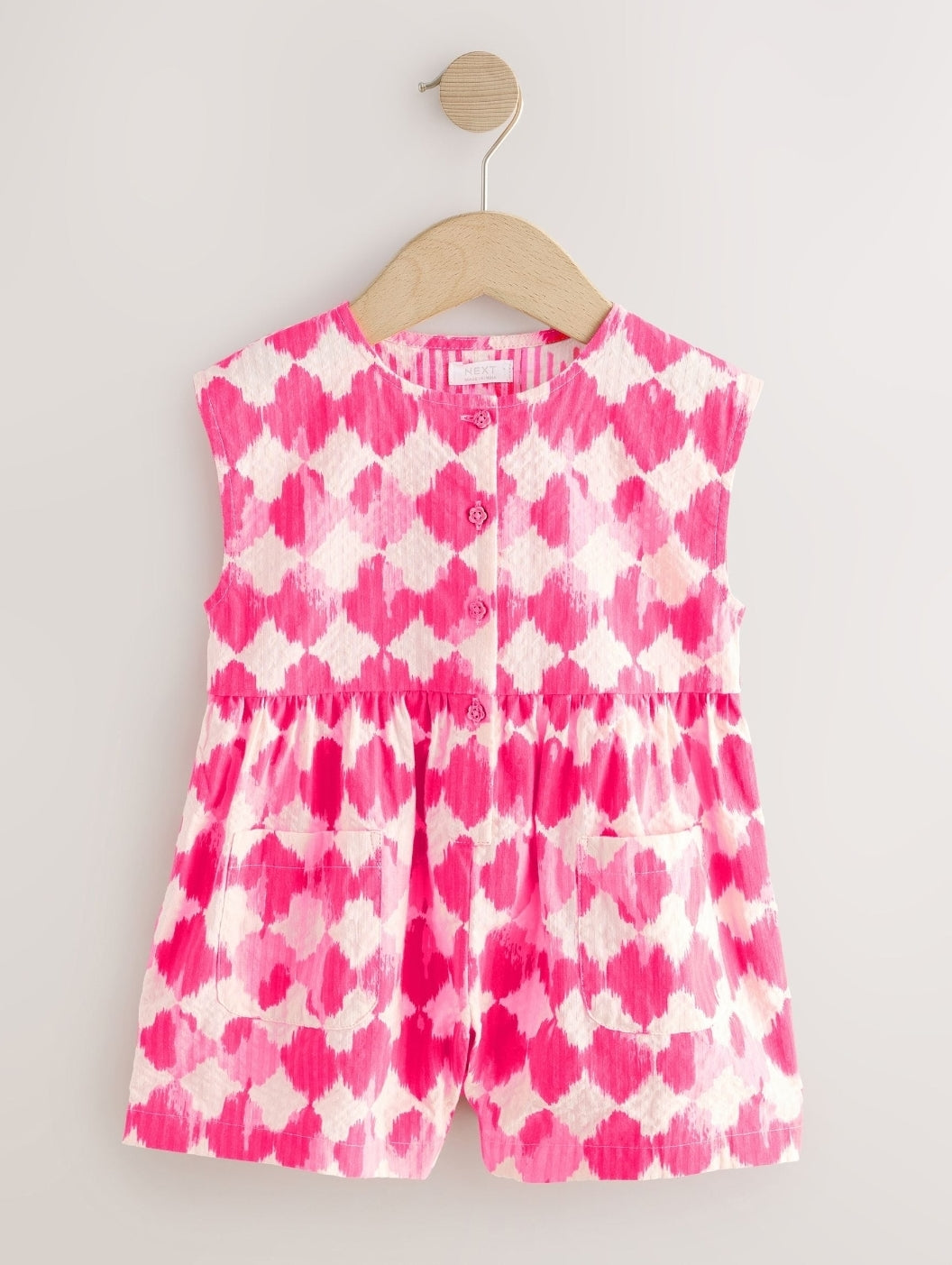 Neon Pink Soft Checkerboard Print
Sleeveless Playsuit