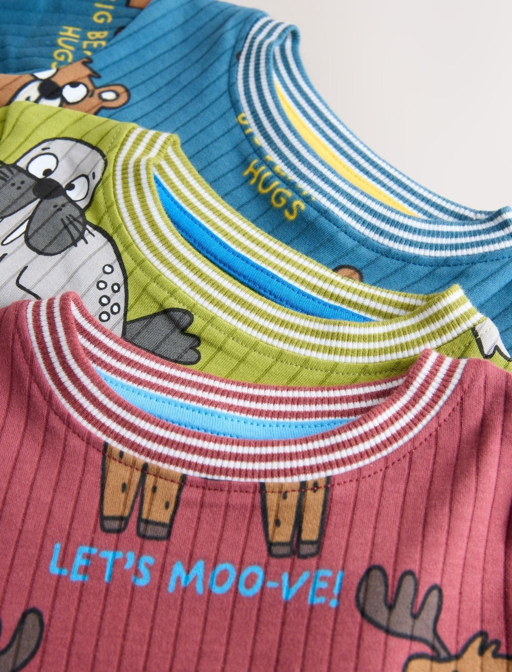 Red/Green All Over Animal Snuggle Pyjamas 3 Pack