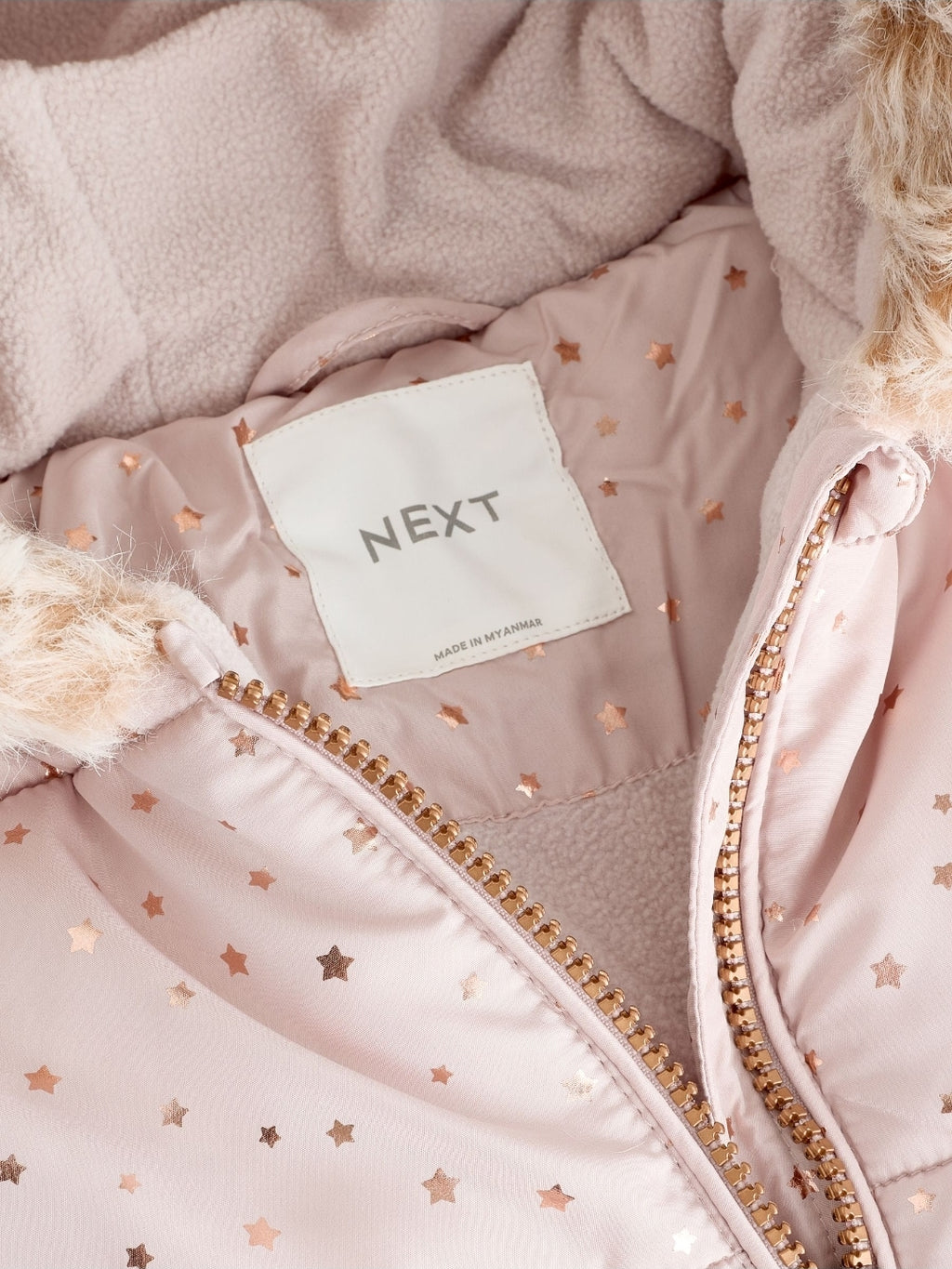 Light Pink Star Print Shower Resistant Snowsuit