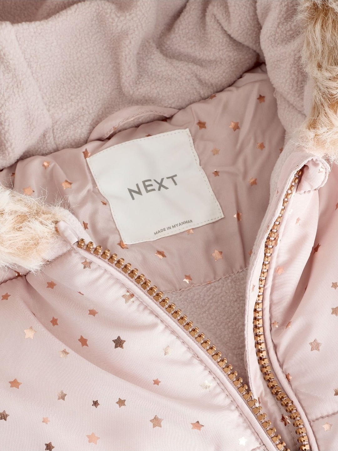 Light Pink Star Print Shower Resistant Snowsuit