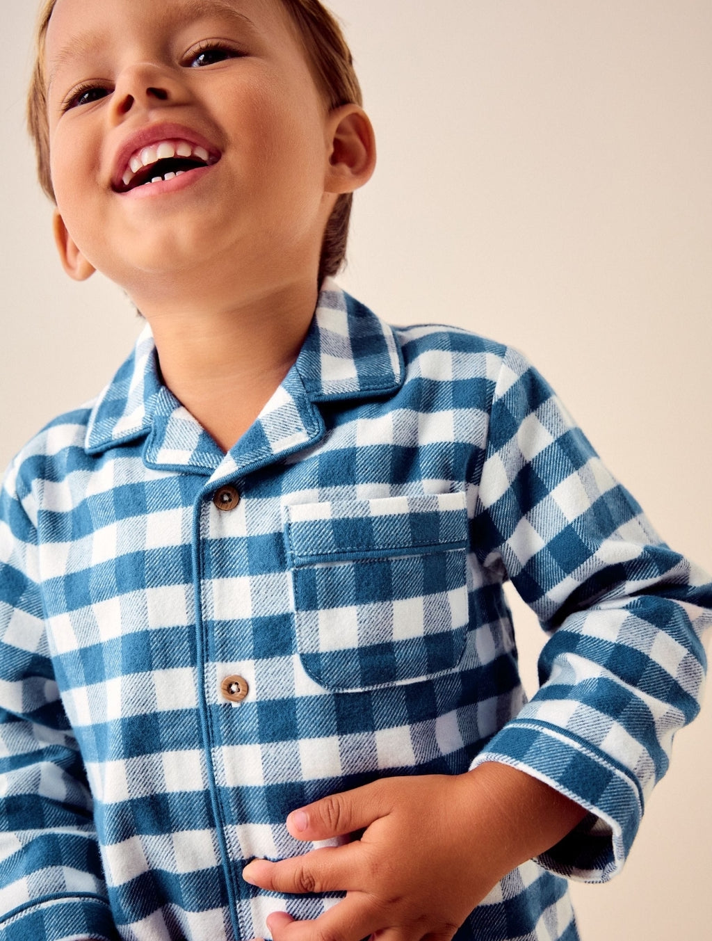 Blue/White Check Button Down Pyjamas