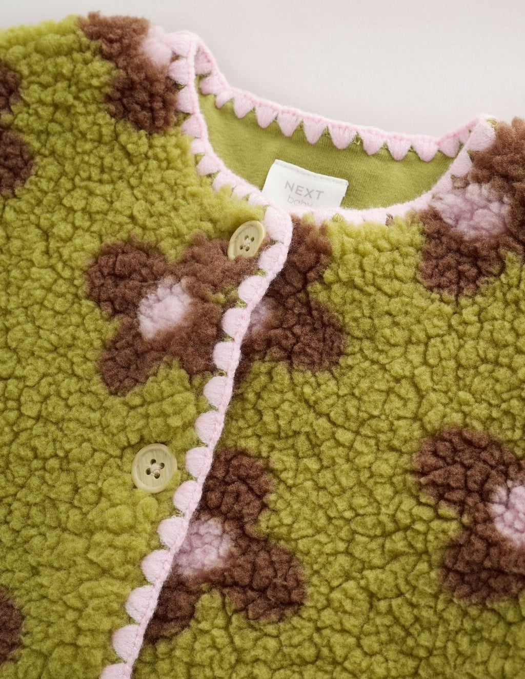 Citrine Floral Borg Button Through
Baby Jacket