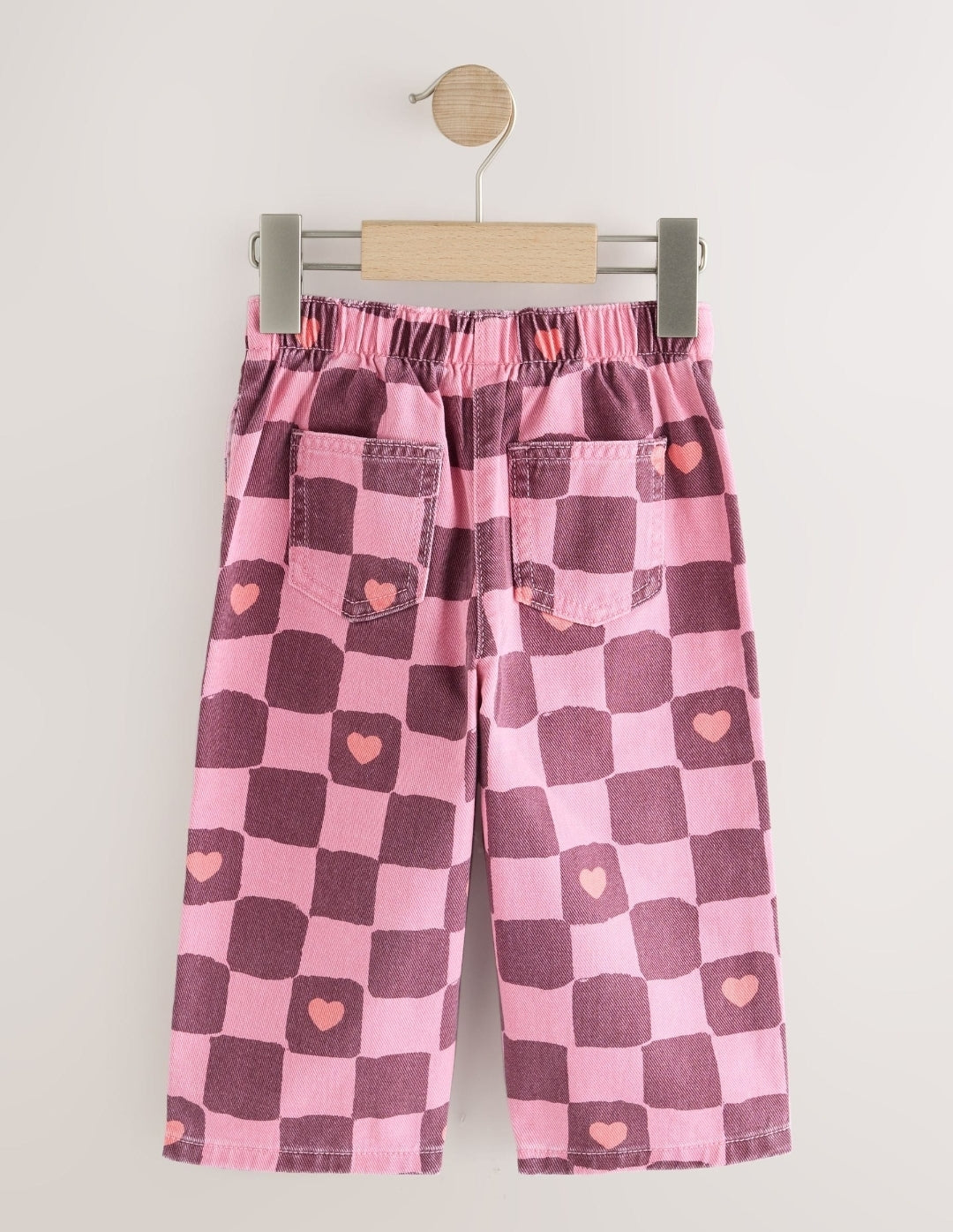 Pink/Burgundy Red Check PrintedJeans