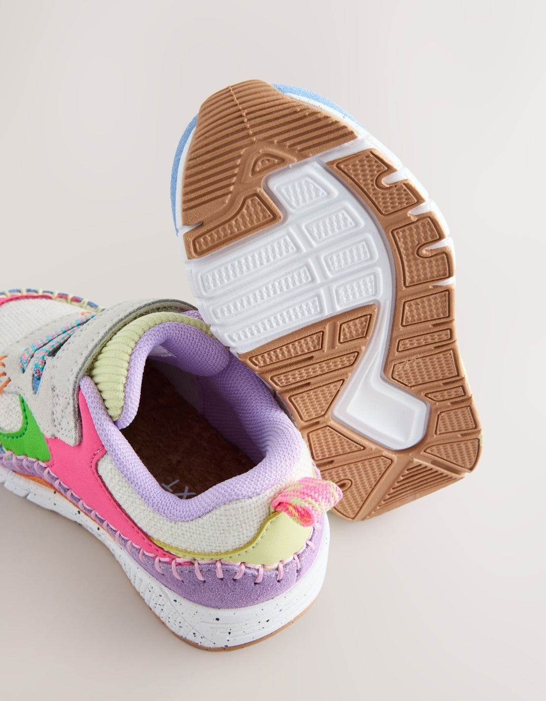Multi Bright Elastic Lace Chunky Trainers