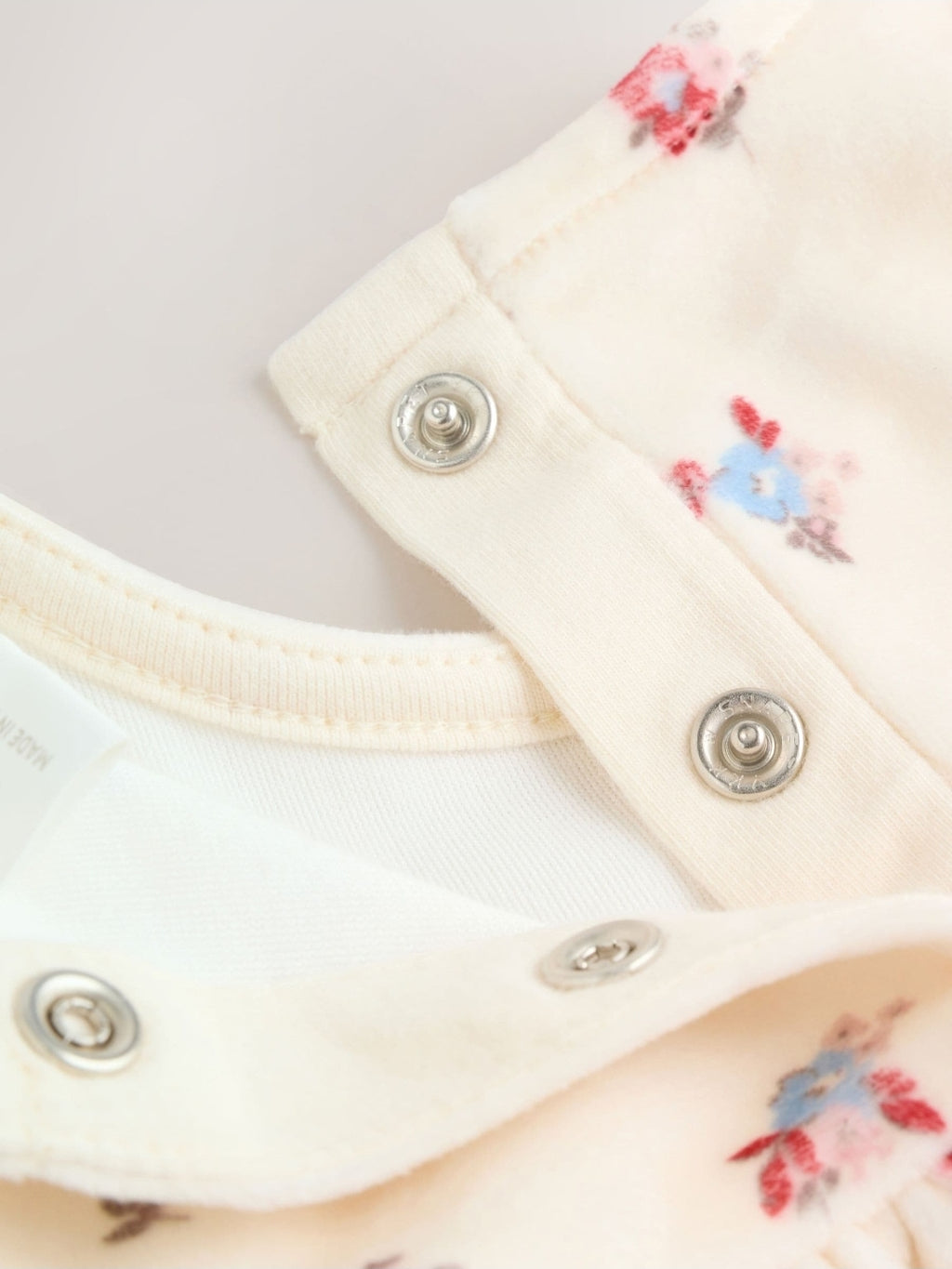 Cream Ditsy Baby Long Sleeve Velour Dress and Tights Set 2