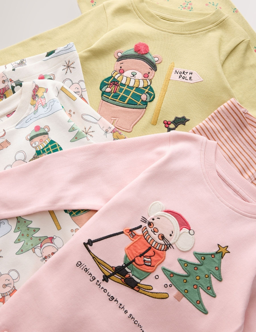 Pink/Green Snuggle Pyjamas 3 Pack