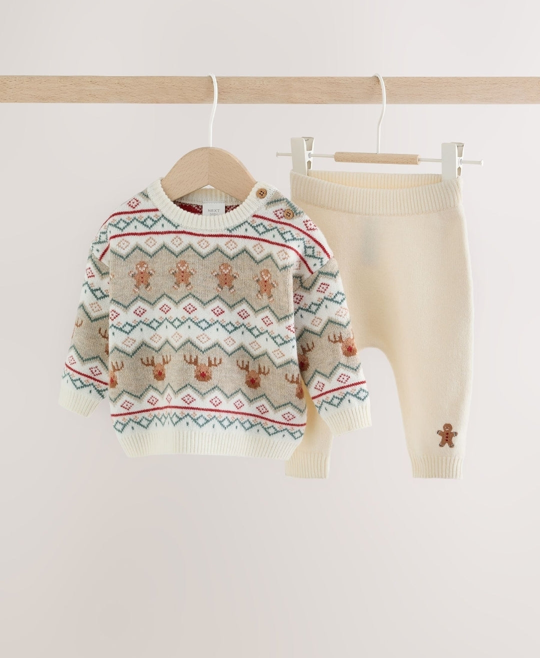 Neutral Fairisle Christmas Knitted
Jumper and Leggings Set