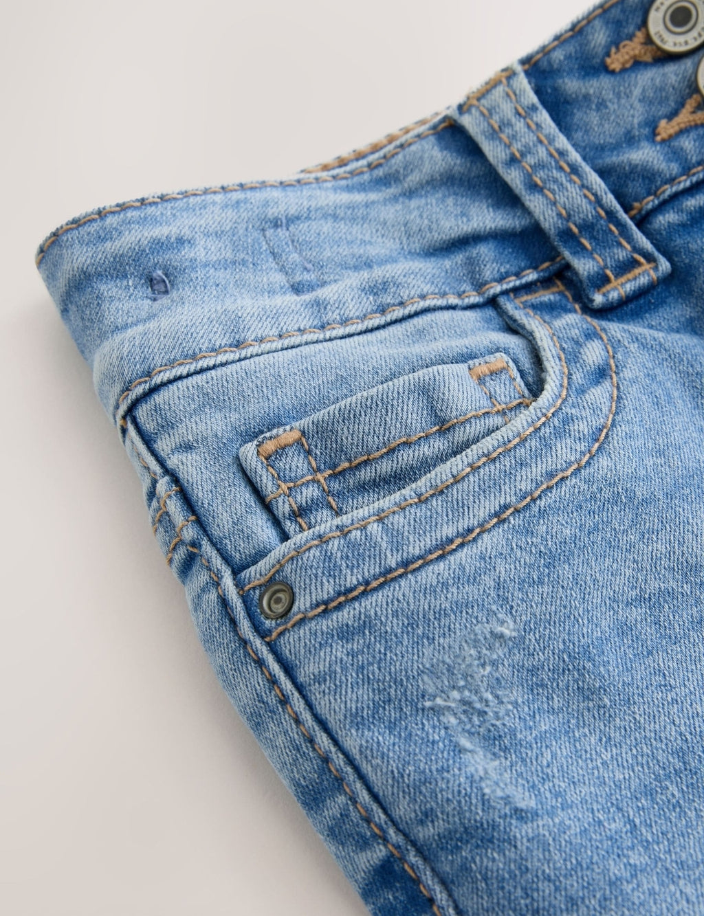 Mid Blue Denim Low Rise Flared Jeans