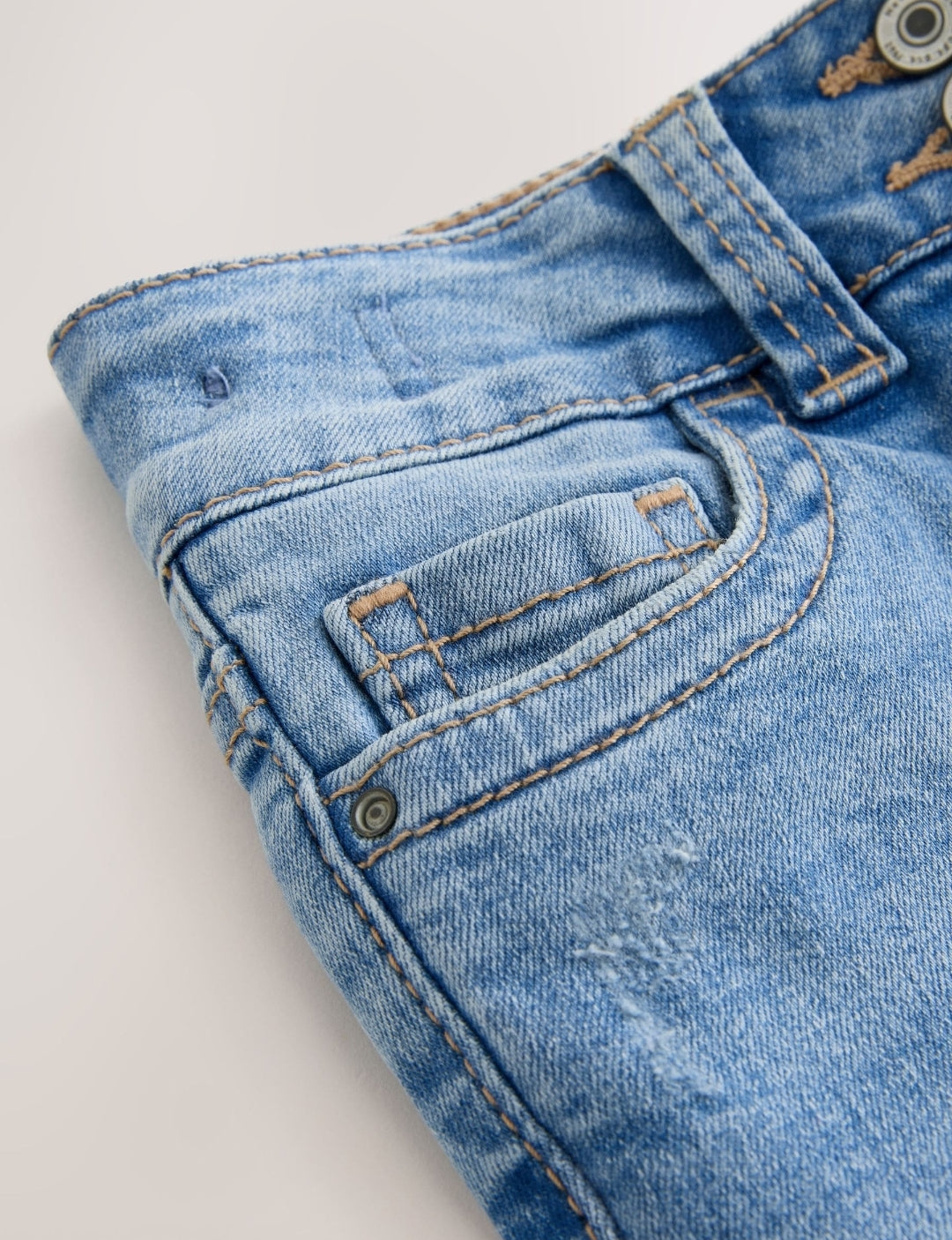 Mid Blue Denim Low Rise Flared Jeans