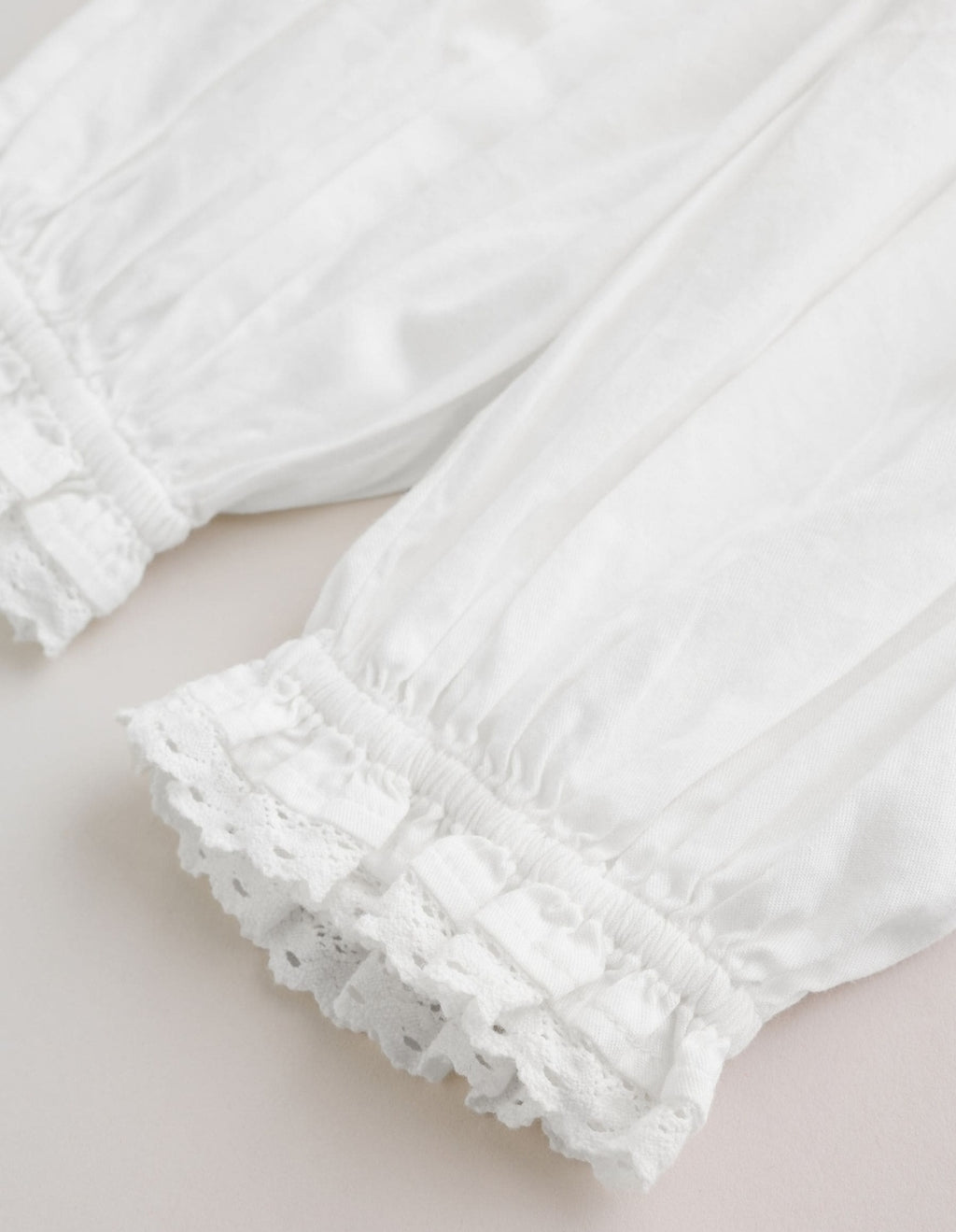 White Woven Lace Top and Trousers Baby 2 Piece Set
