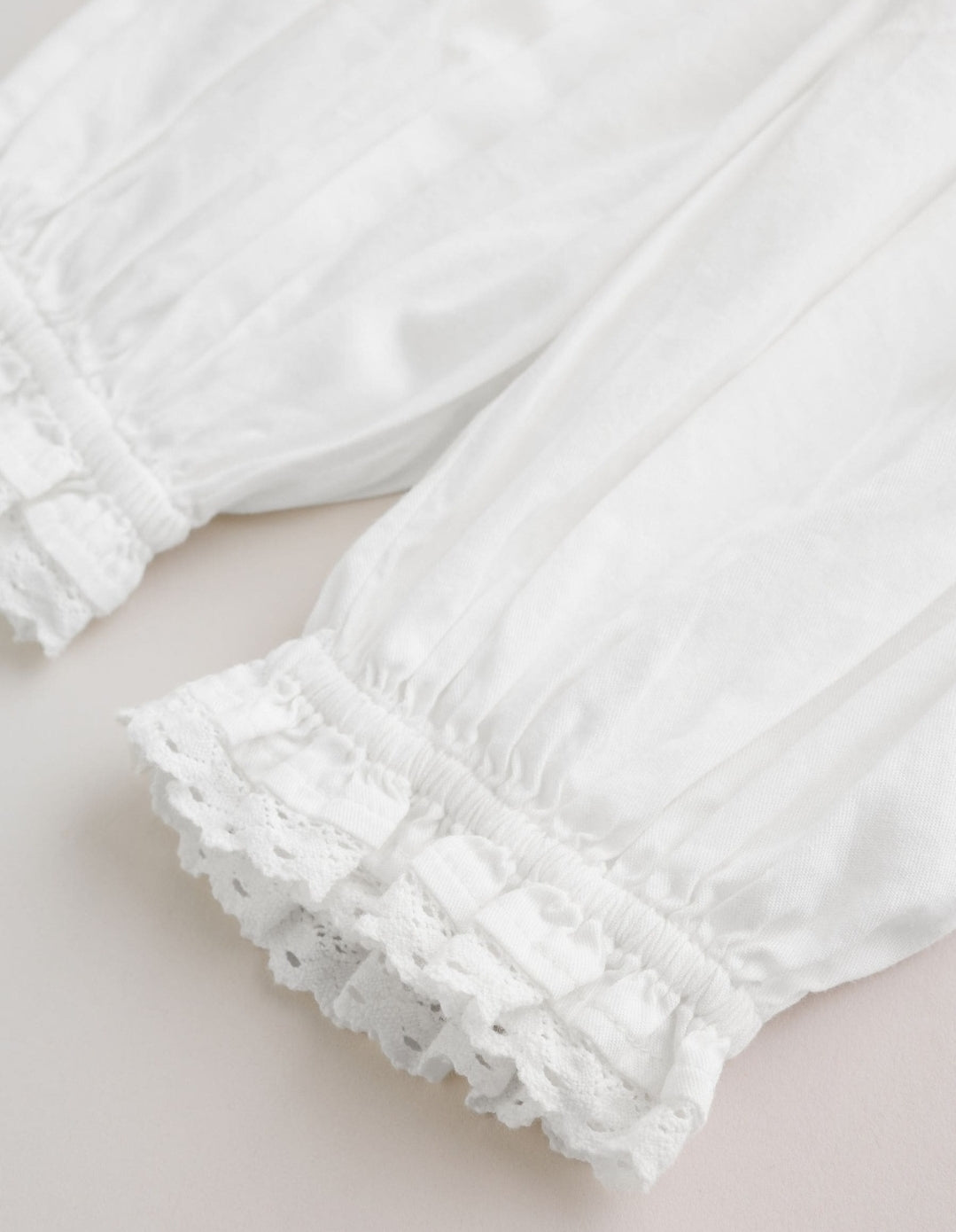 White Woven Lace Top and Trousers Baby 2 Piece Set