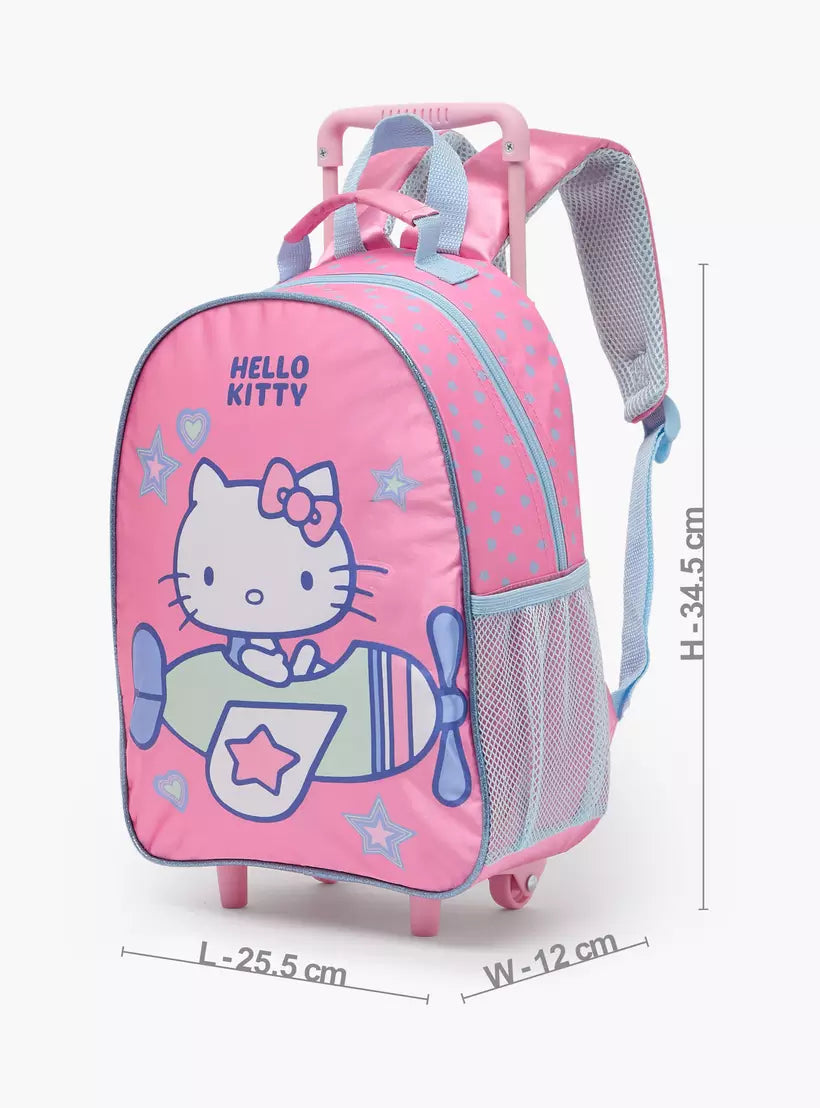 Sanrio Hello Kitty 3-Piece School Trolley Bag Set for Girls 3-5 Years with Lunch Bag - 14 inches