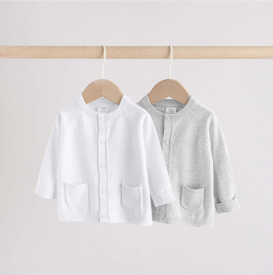 Grey/White Grey and White 2pk
Knitted Baby Cardigan