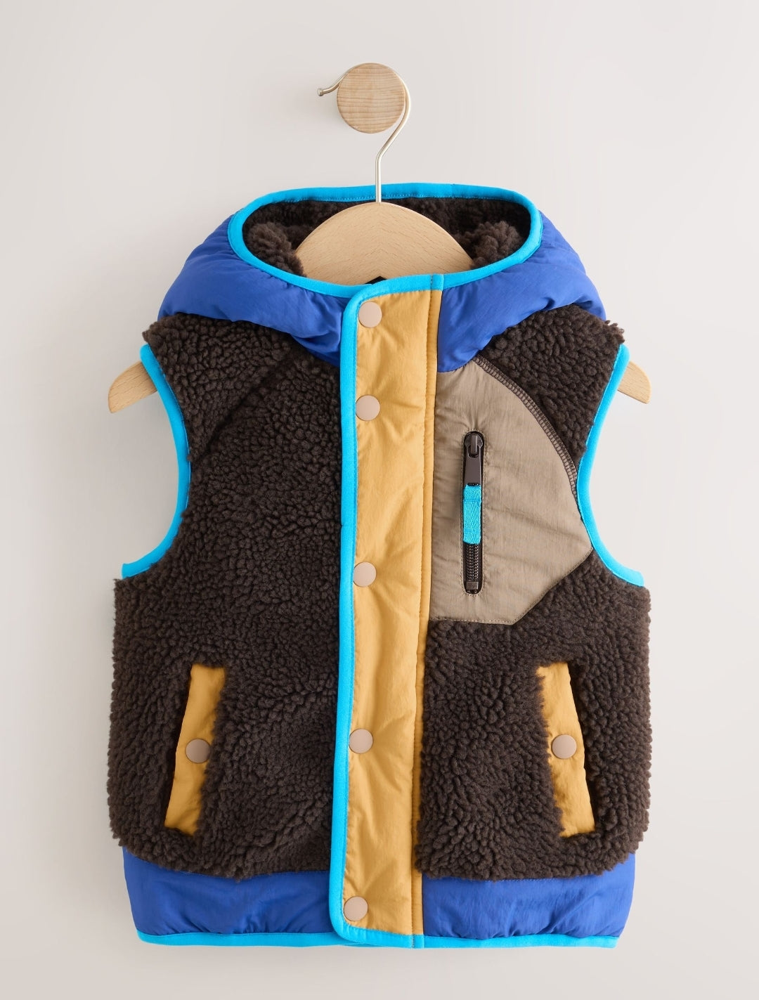 Brow Colour Block Borg Gilet
