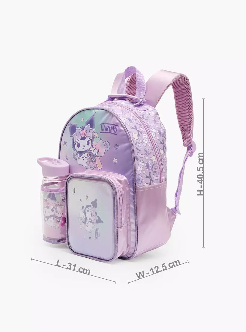 Sanrio Kuromi 3-Piece School Backpack Set  14 inches