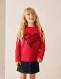Red Long Sleeve Sequin Heart Top