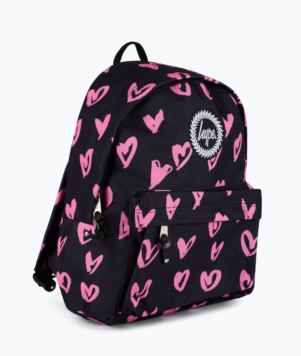 Hype Black Scribble Hearts Backpack, Lunchbag & Bottle Bundle Set