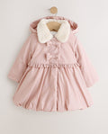 Pink Shower Resistant Faux Fur Collar Padded Coat