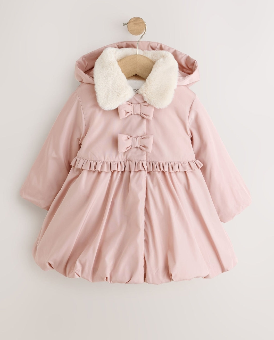 Pink Shower Resistant Faux Fur Collar Padded Coat