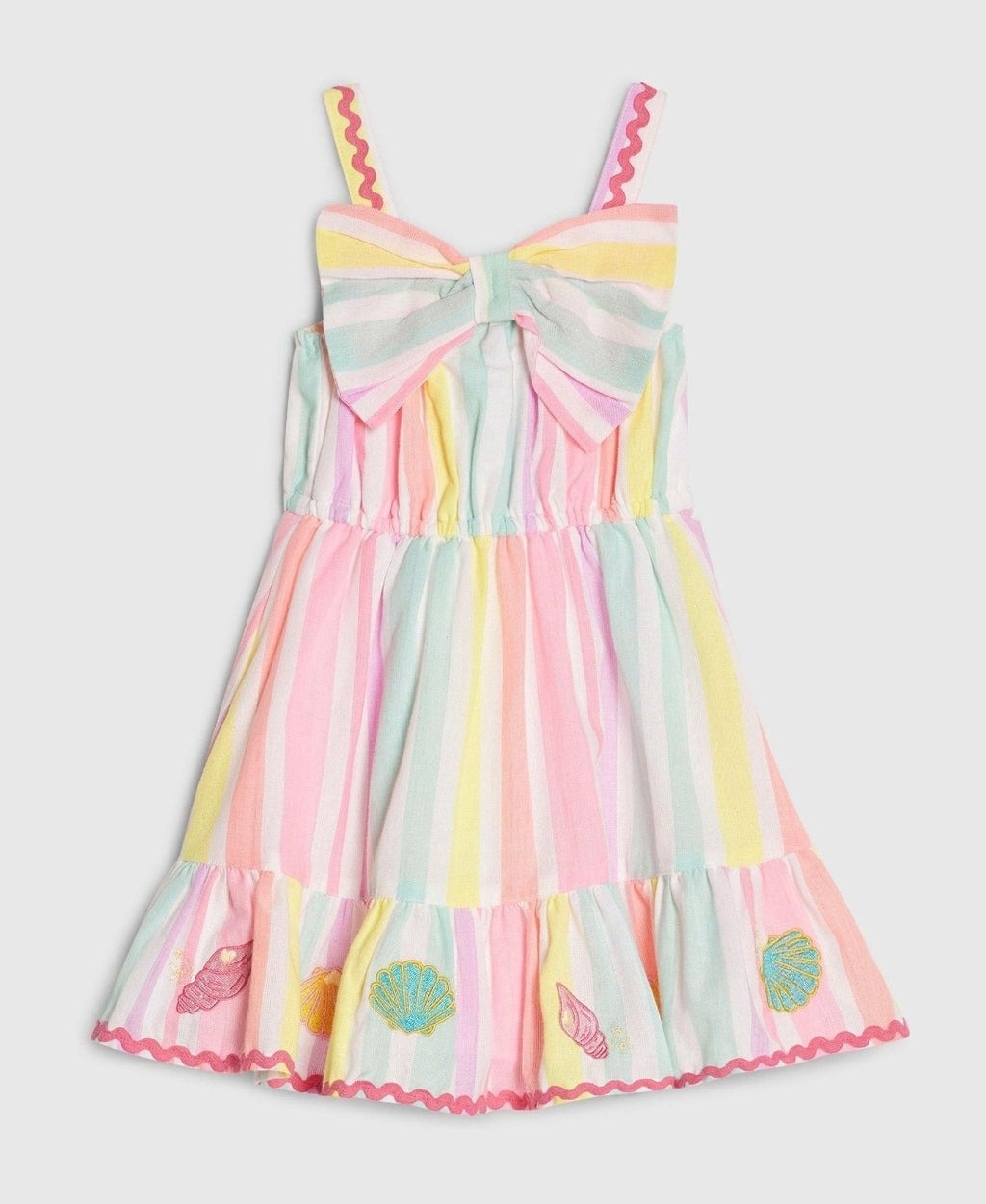 River Island Pink Neon Stripe Bow Frill Dress