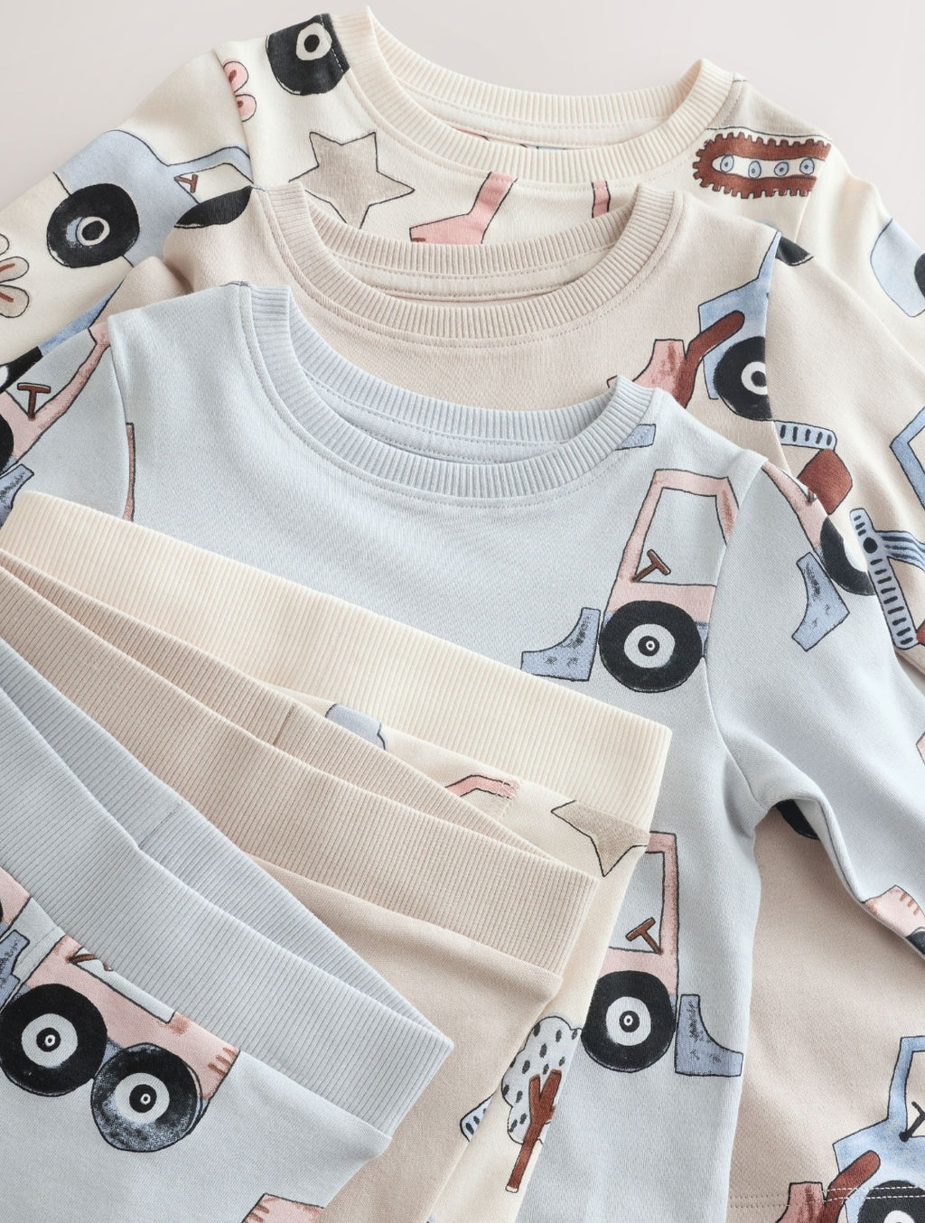 Blue/Ecru Digger Snuggle Pyjamas 3 Pack