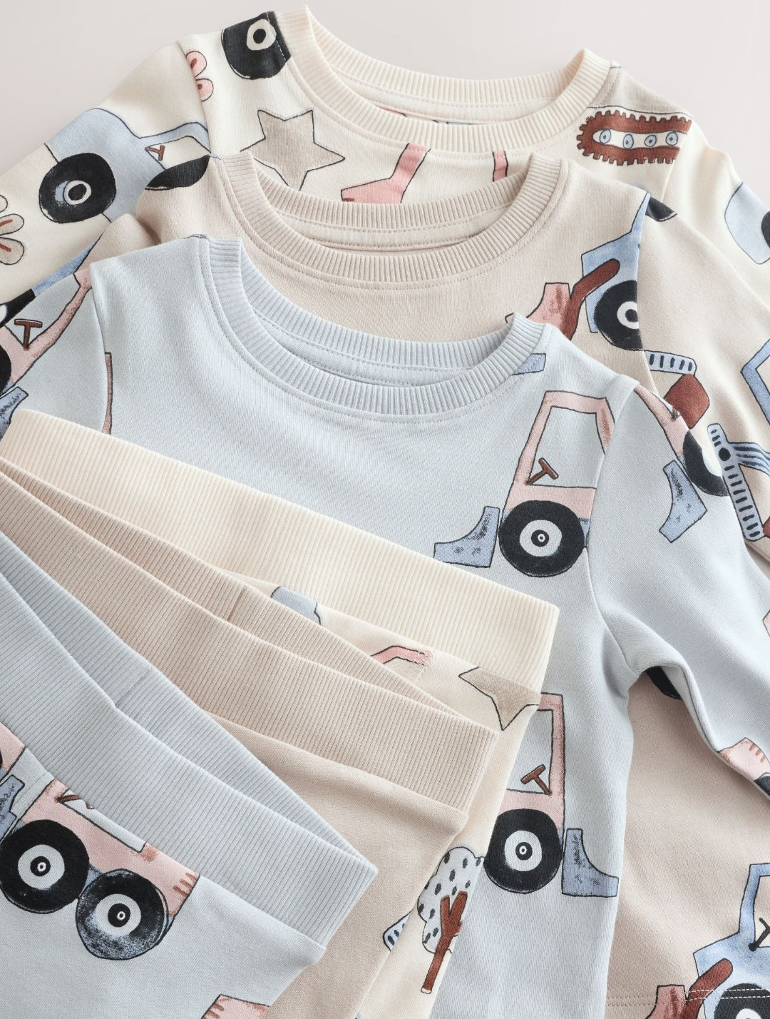 Blue/Ecru Digger Snuggle Pyjamas 3 Pack