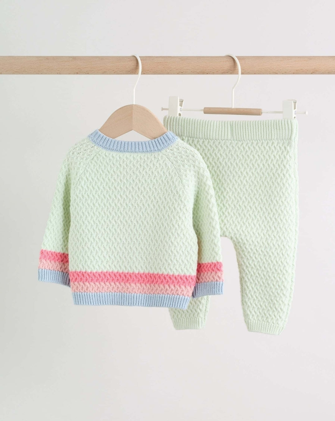 Sage Green Crochet Animal Knitted Cardigan and Legging B...