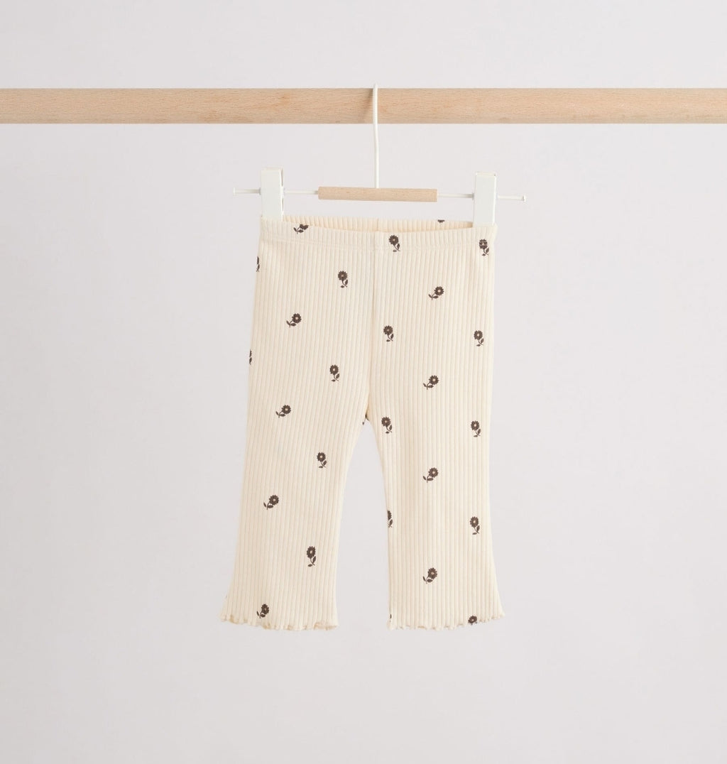 Ecru / Green Knitted Gilet and Printed Rib 3 Piece Baby Set