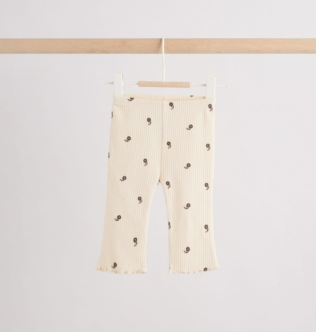 Ecru / Green Knitted Gilet and Printed Rib 3 Piece Baby Set