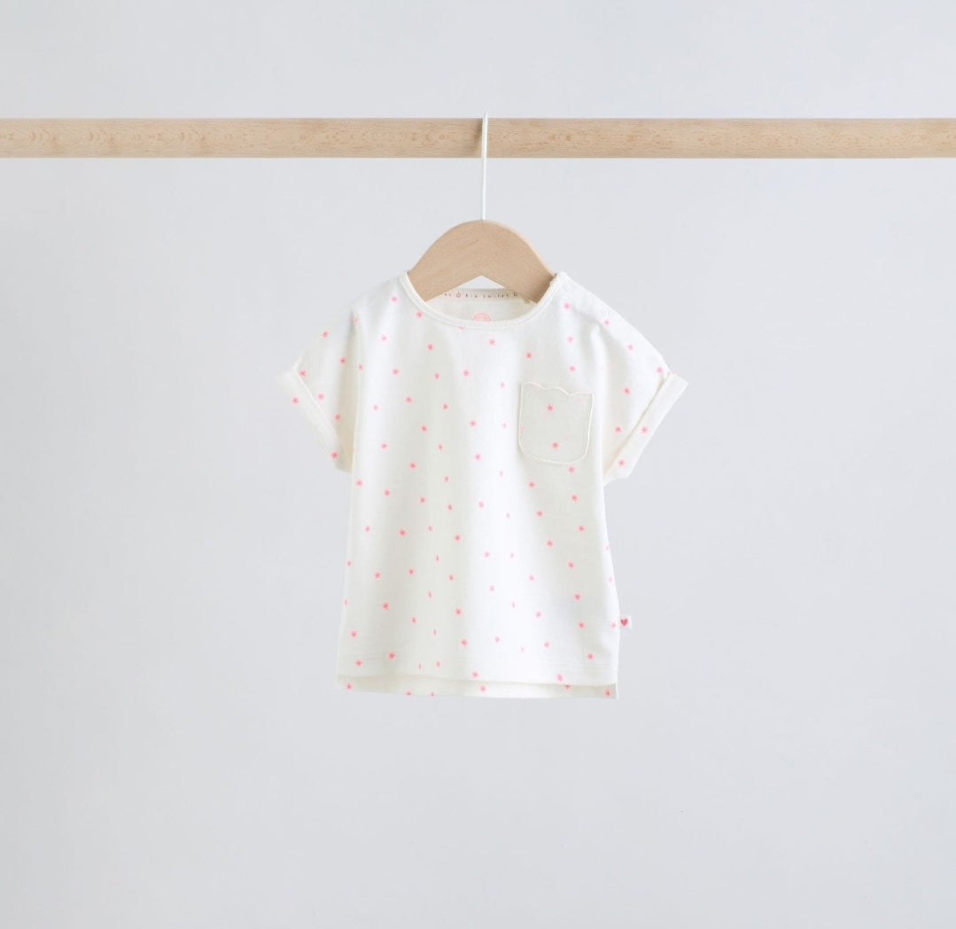 Pink Slogan Short Sleeve Top and Shorts Baby Set 6 Piece